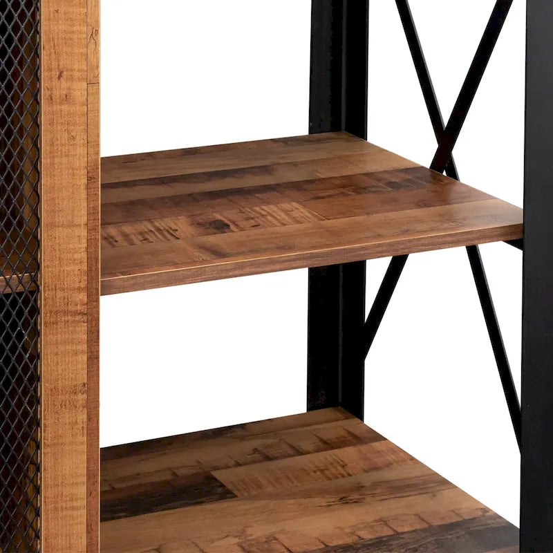 Mobile TV in noce, stile industriale a scaffale aperto, adatto per TV fino a 80".