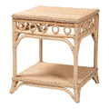 Tavolino finale in rattan marrone naturale con ripiano, 1 pezzo, quadrato