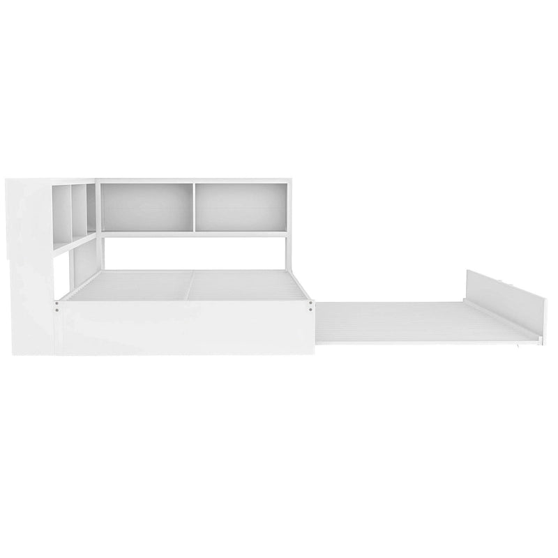 Letto a giorno in metallo nero, matrimoniale con libreria, ringhiera e porte USB – Posti letto 2