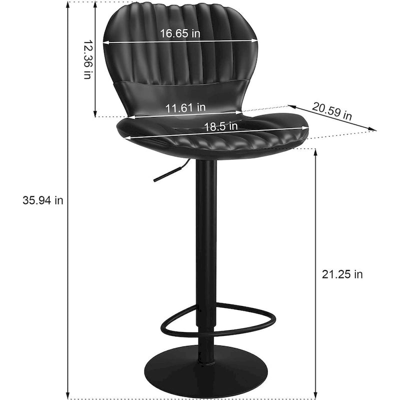 Sgabello da bar girevole nero/grigio/bianco con schienale alto, set da 4, altezza bancone