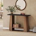 Consolle nera e noce, stile Mid-Century Modern, 1 ripiano