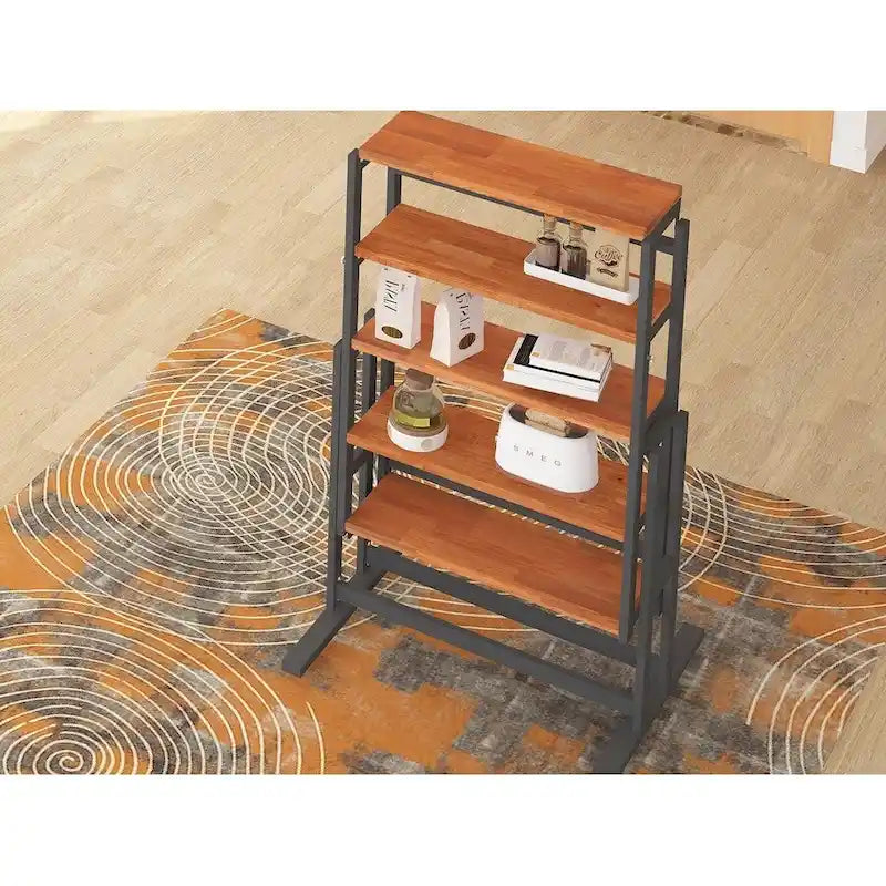 Tavolo da pranzo e scaffale convertibile in legno, 4 posti a sedere