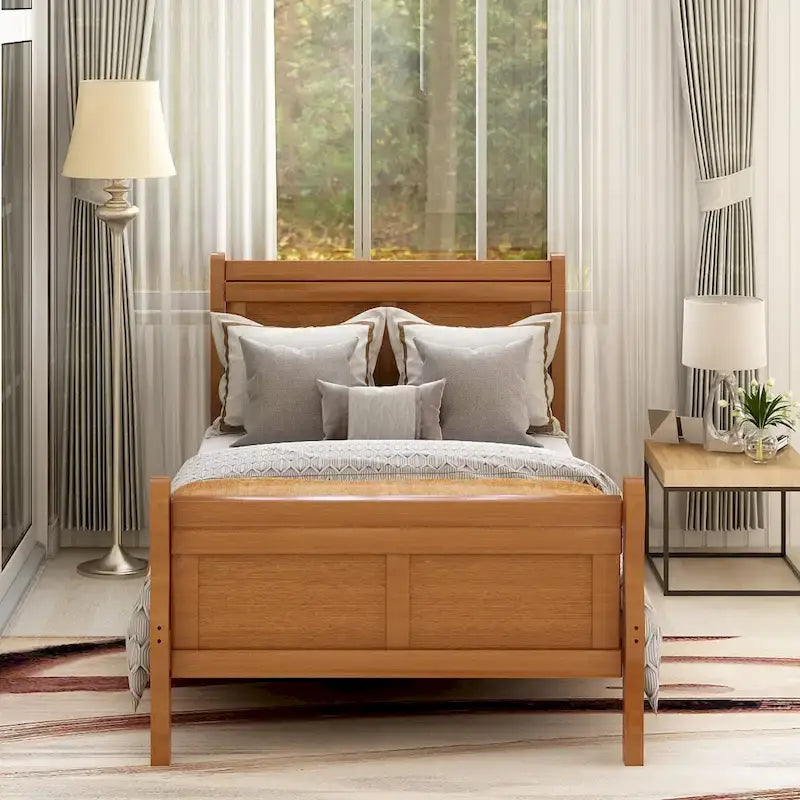 Letto a piattaforma singolo rovere / bianco / espresso con testiera e pediera, supporto a doghe in legno, 1 persona