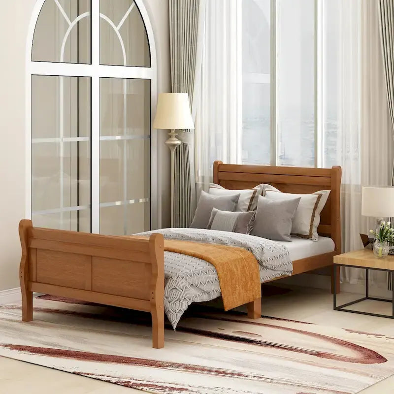 Letto a piattaforma singolo rovere / bianco / espresso con testiera e pediera, supporto a doghe in legno, 1 persona