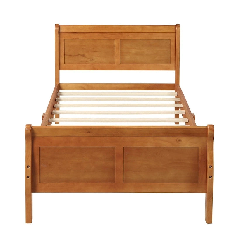 Letto a piattaforma singolo rovere / bianco / espresso con testiera e pediera, supporto a doghe in legno, 1 persona