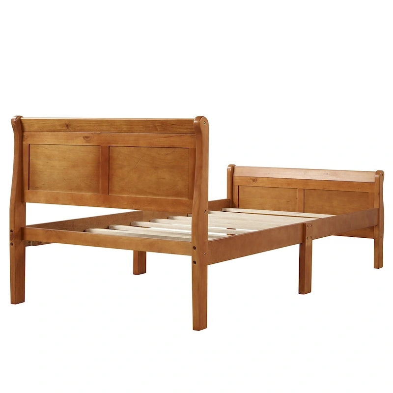 Letto a piattaforma singolo rovere / bianco / espresso con testiera e pediera, supporto a doghe in legno, 1 persona