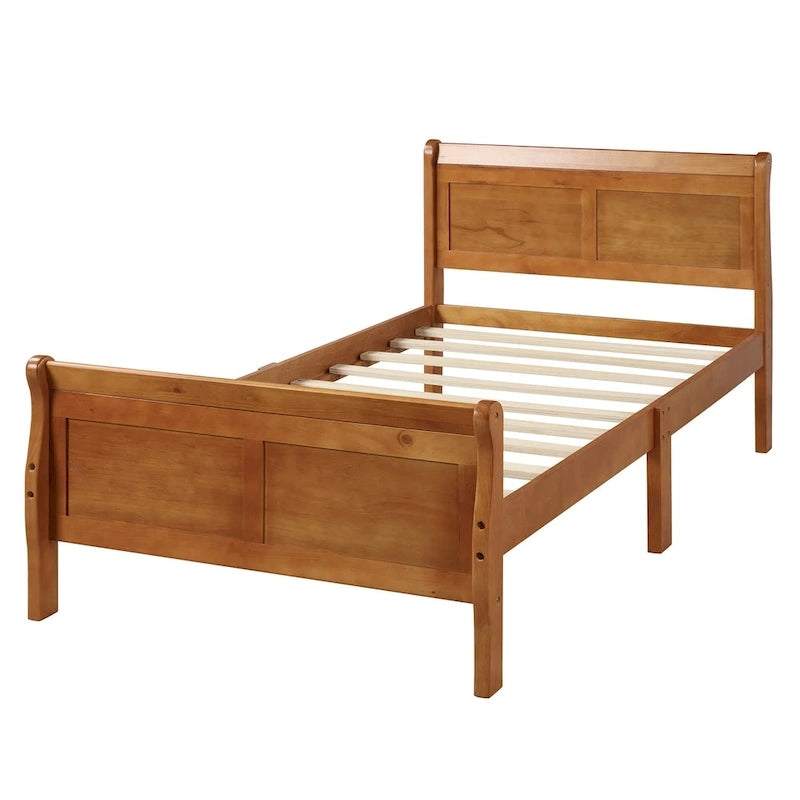 Letto a piattaforma singolo rovere / bianco / espresso con testiera e pediera, supporto a doghe in legno, 1 persona