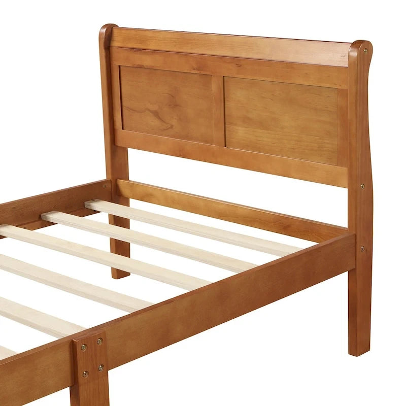 Letto a piattaforma singolo rovere / bianco / espresso con testiera e pediera, supporto a doghe in legno, 1 persona