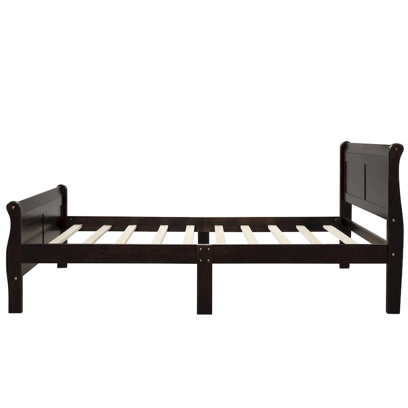 Letto a piattaforma singolo rovere / bianco / espresso con testiera e pediera, supporto a doghe in legno, 1 persona