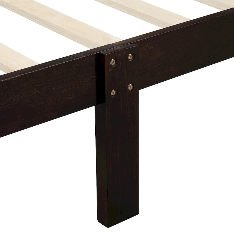 Letto a piattaforma singolo rovere / bianco / espresso con testiera e pediera, supporto a doghe in legno, 1 persona