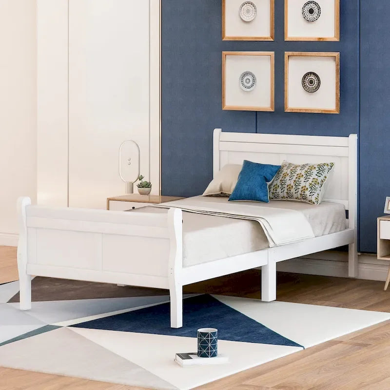 Letto a piattaforma singolo rovere / bianco / espresso con testiera e pediera, supporto a doghe in legno, 1 persona