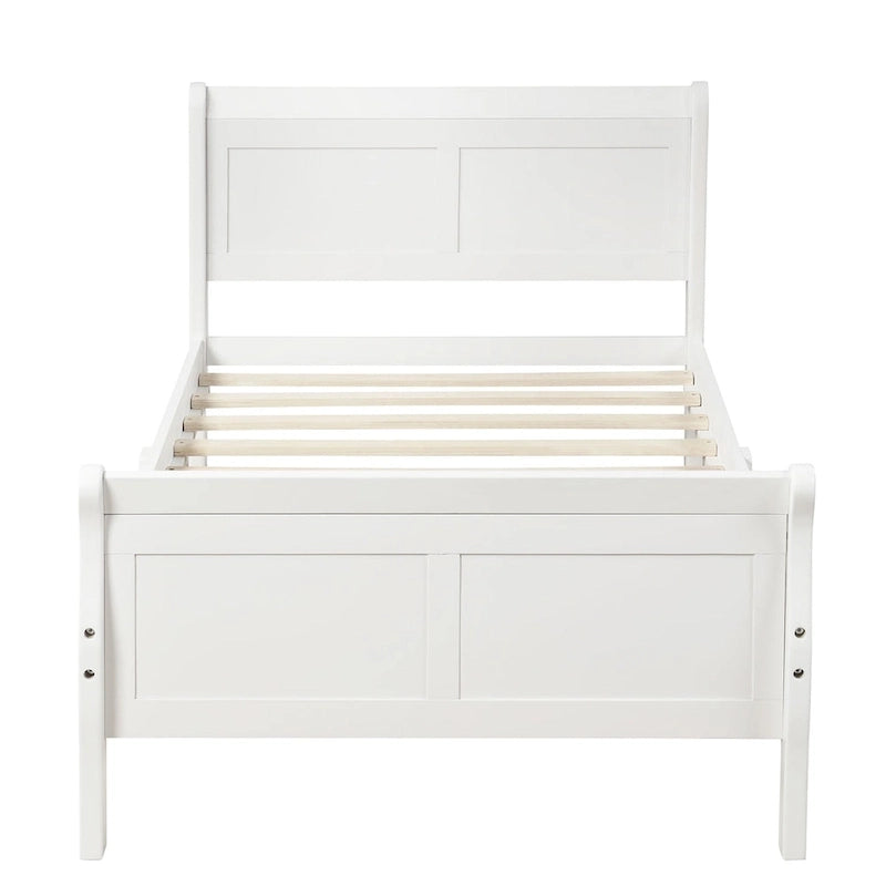 Letto a piattaforma singolo rovere / bianco / espresso con testiera e pediera, supporto a doghe in legno, 1 persona