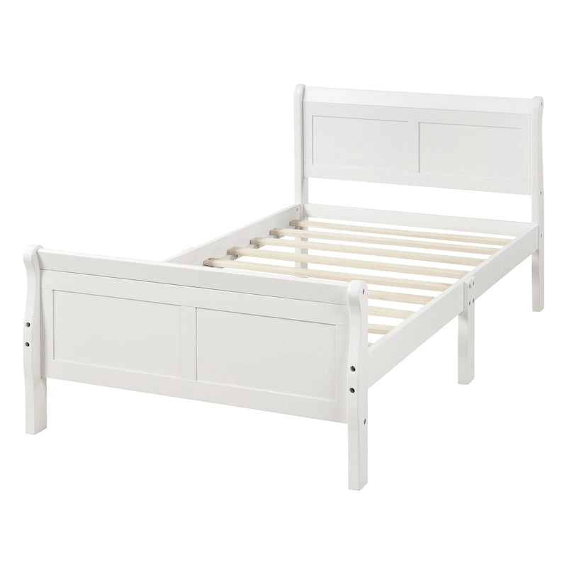 Letto a piattaforma singolo rovere / bianco / espresso con testiera e pediera, supporto a doghe in legno, 1 persona