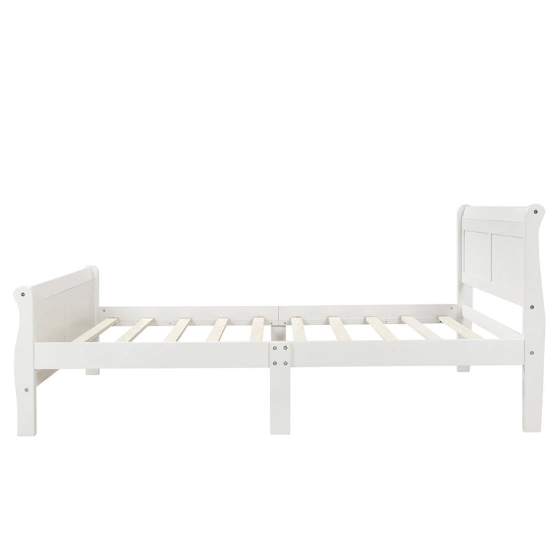 Letto a piattaforma singolo rovere / bianco / espresso con testiera e pediera, supporto a doghe in legno, 1 persona