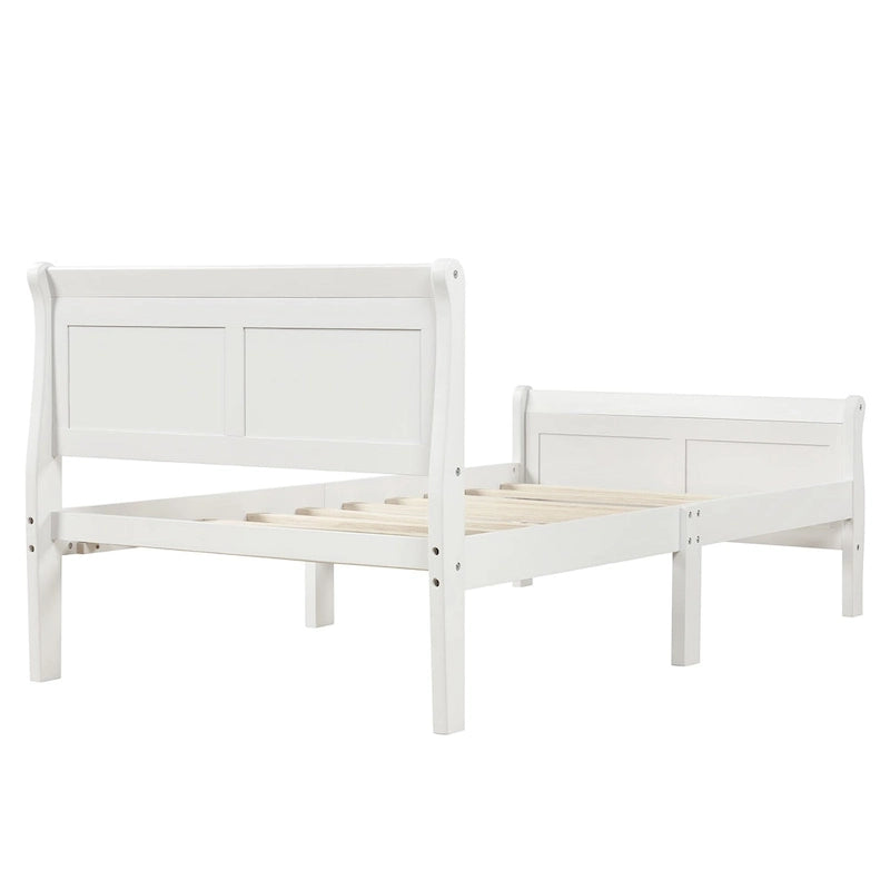 Letto a piattaforma singolo rovere / bianco / espresso con testiera e pediera, supporto a doghe in legno, 1 persona