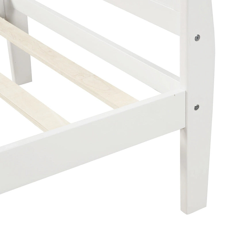 Letto a piattaforma singolo rovere / bianco / espresso con testiera e pediera, supporto a doghe in legno, 1 persona