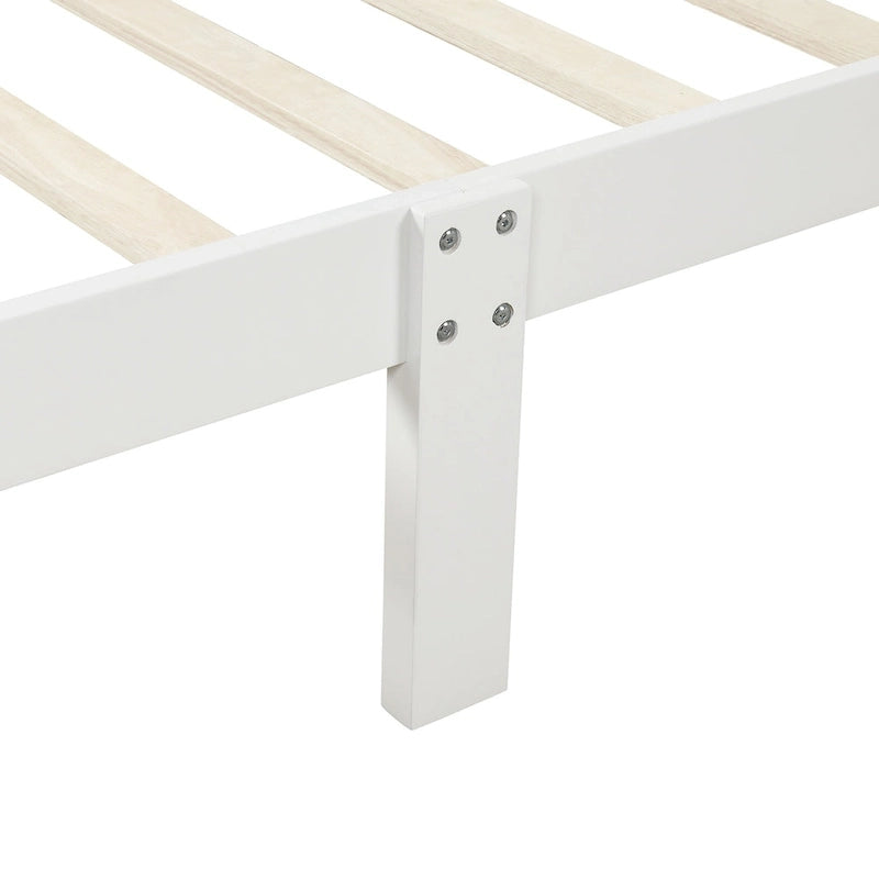 Letto a piattaforma singolo rovere / bianco / espresso con testiera e pediera, supporto a doghe in legno, 1 persona
