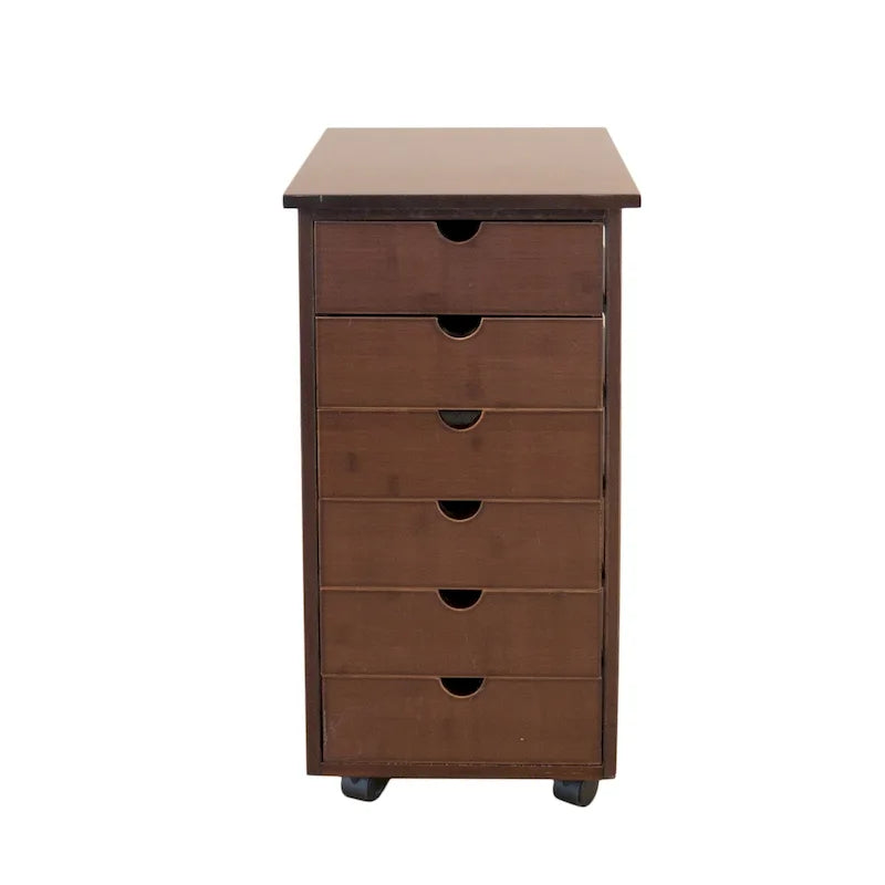 Espresso / Caramello / Naturale / Bambù Bianco Carrello contenitore a 6 cassetti con ruote – 1 Persona
