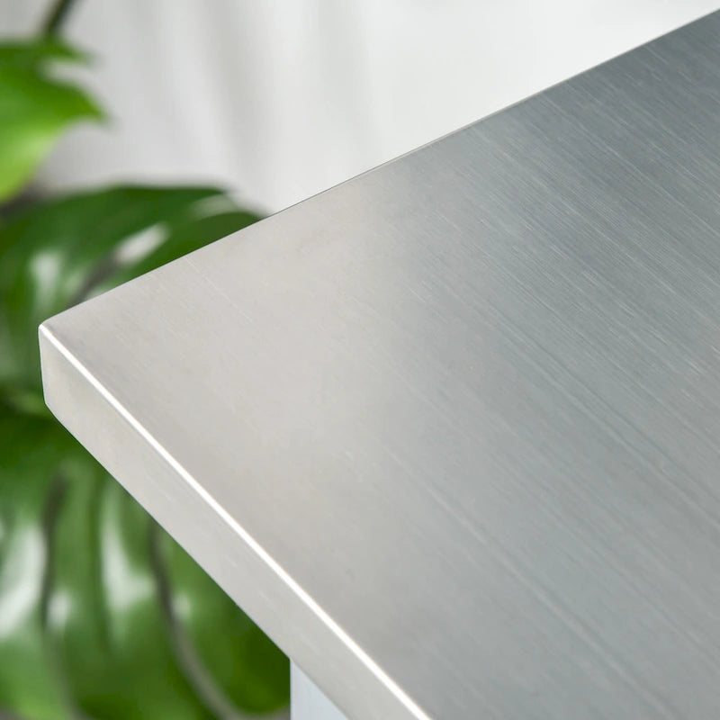 Carrello da Cucina a 3 Ripiani Grigio con Top in Acciaio Inox, per 1 Persona