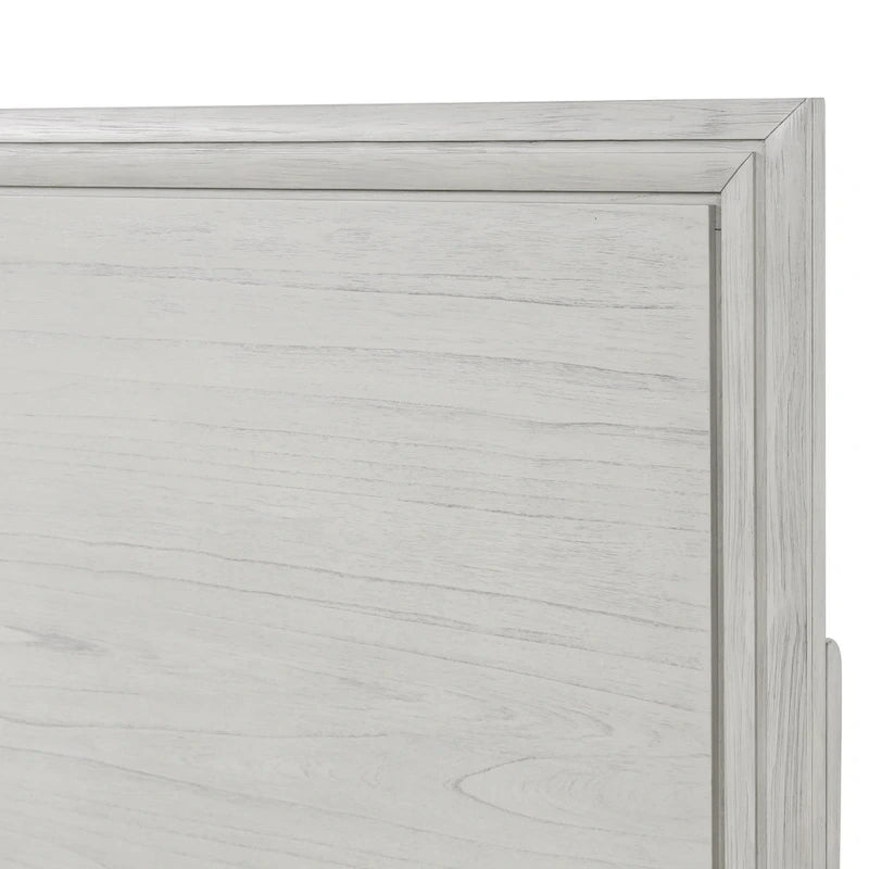 Letto rustico con pannello in legno bianco – Design intagliato, Queen/King, 2 posti letto
