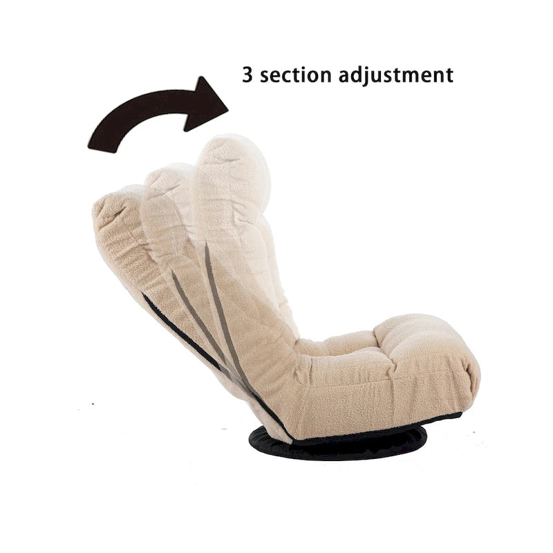 Poltrona reclinabile girevole Boucle Beige con poggiapiedi, poggiatesta e schienale regolabili - 1 posto