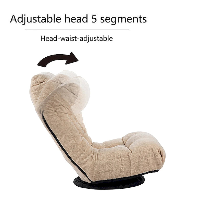 Poltrona reclinabile girevole Boucle Beige con poggiapiedi, poggiatesta e schienale regolabili - 1 posto