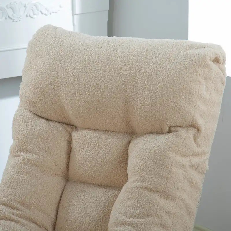 Poltrona reclinabile girevole Boucle Beige con poggiapiedi, poggiatesta e schienale regolabili - 1 posto