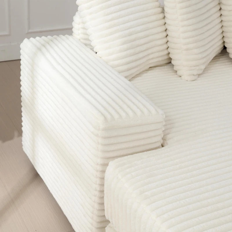 Divano Sezionale a L in Velluto a Coste con Chaise Longue a Sinistra – Nero / Grigio / Beige / Verde, 3 Posti