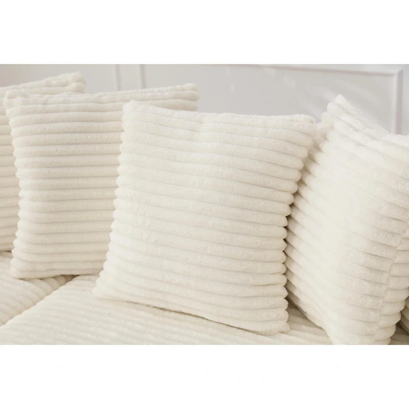 Divano Sezionale a L in Velluto a Coste con Chaise Longue a Sinistra – Nero / Grigio / Beige / Verde, 3 Posti