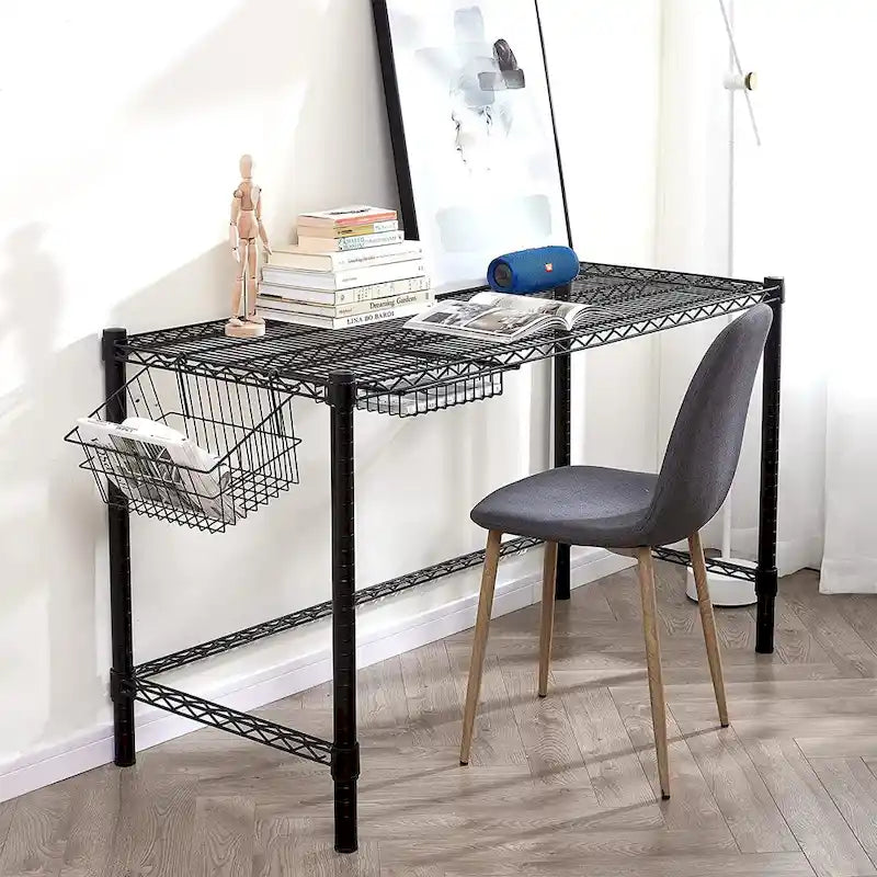 Scrivania in Acciaio al Carbonio Bianco / Nero, Singola, Misura Standard