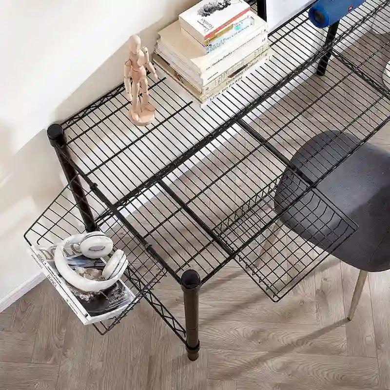 Scrivania in Acciaio al Carbonio Bianco / Nero, Singola, Misura Standard