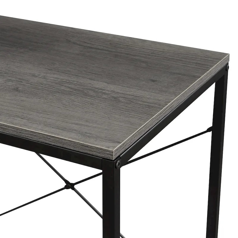 Scrivania da ufficio a 4 ripiani con struttura in metallo, 1 persona, rovere chiaro/bianco/legno di granaio/grigio antracite
