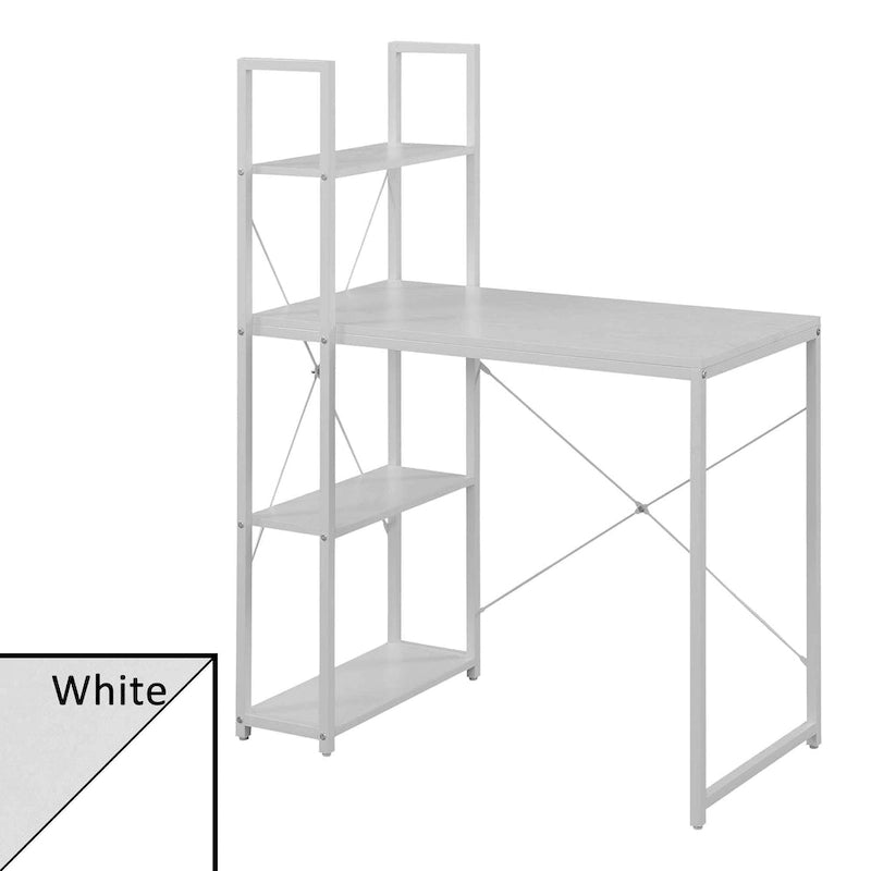 Scrivania da ufficio a 4 ripiani con struttura in metallo, 1 persona, rovere chiaro/bianco/legno di granaio/grigio antracite
