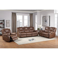 Set reclinabile in similpelle marrone castagno / antracite / rosso, 3 pezzi (per 5-6 persone)