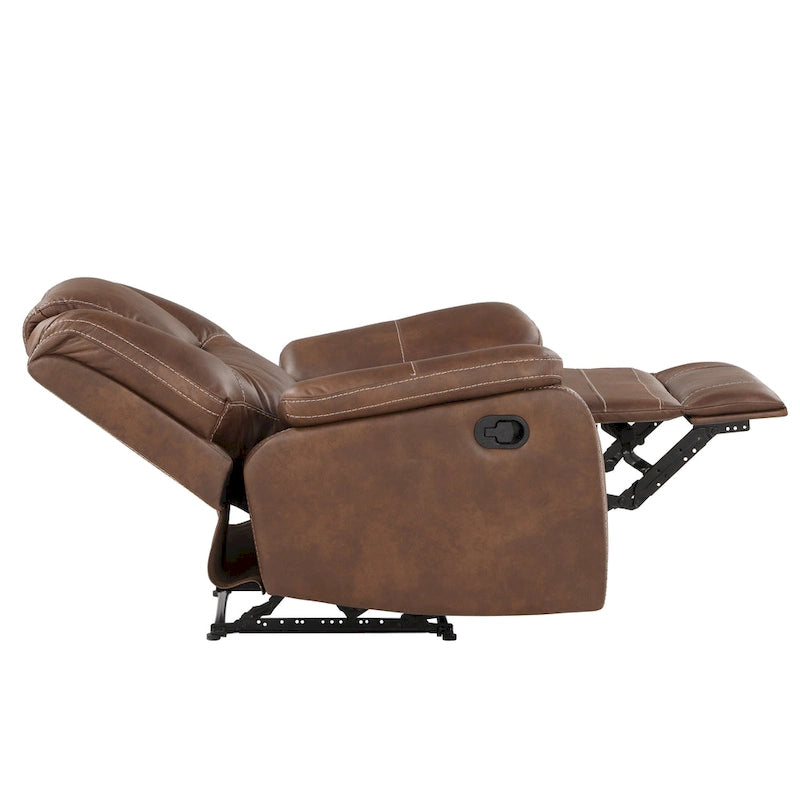 Set reclinabile in similpelle marrone castagno / antracite / rosso, 3 pezzi (per 5-6 persone)