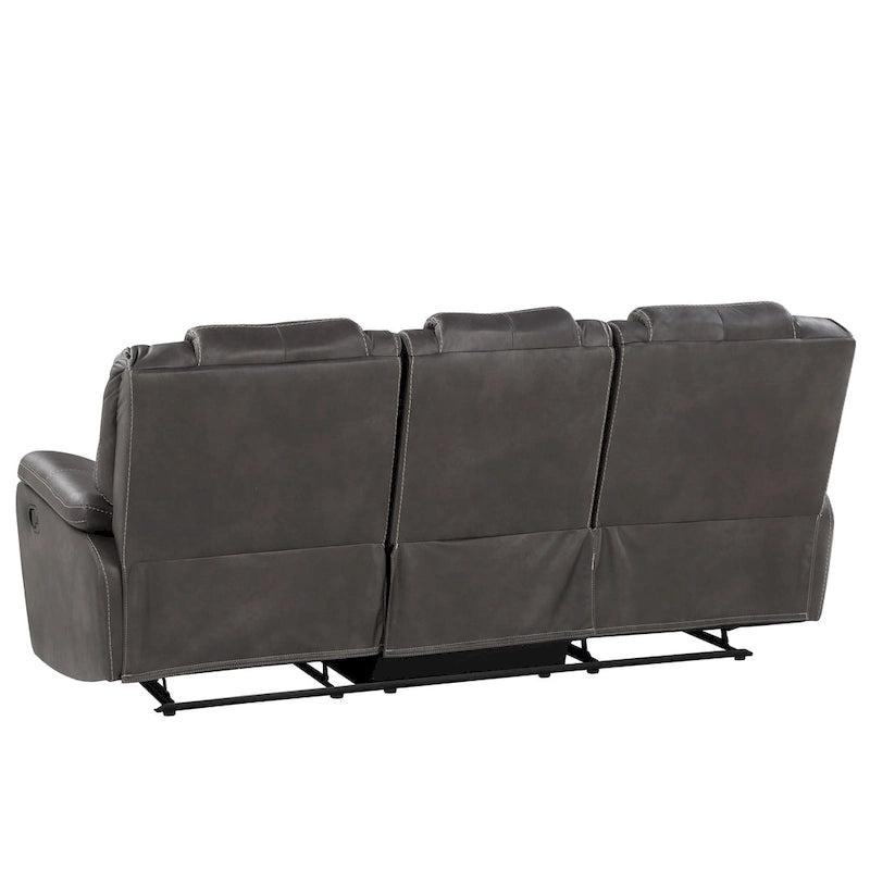 Set reclinabile in similpelle marrone castagno / antracite / rosso, 3 pezzi (per 5-6 persone)