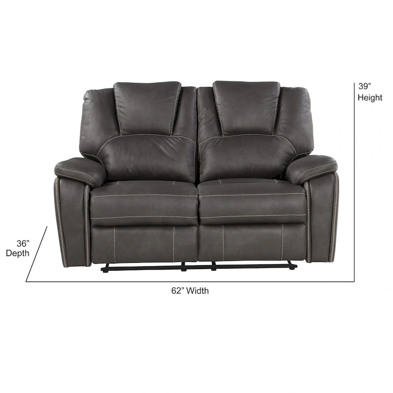 Set reclinabile in similpelle marrone castagno / antracite / rosso, 3 pezzi (per 5-6 persone)