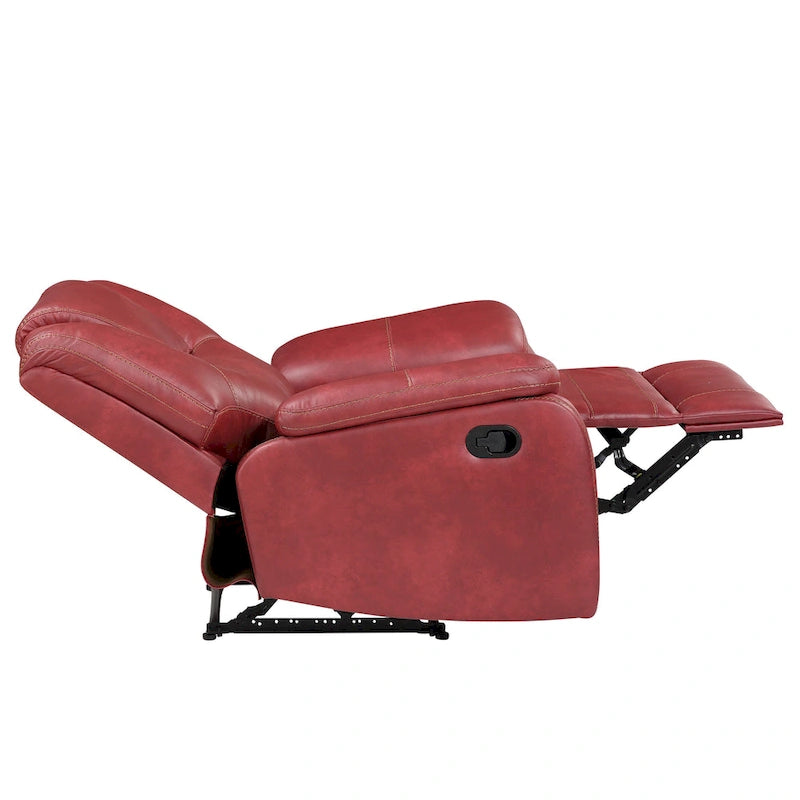 Set reclinabile in similpelle marrone castagno / antracite / rosso, 3 pezzi (per 5-6 persone)