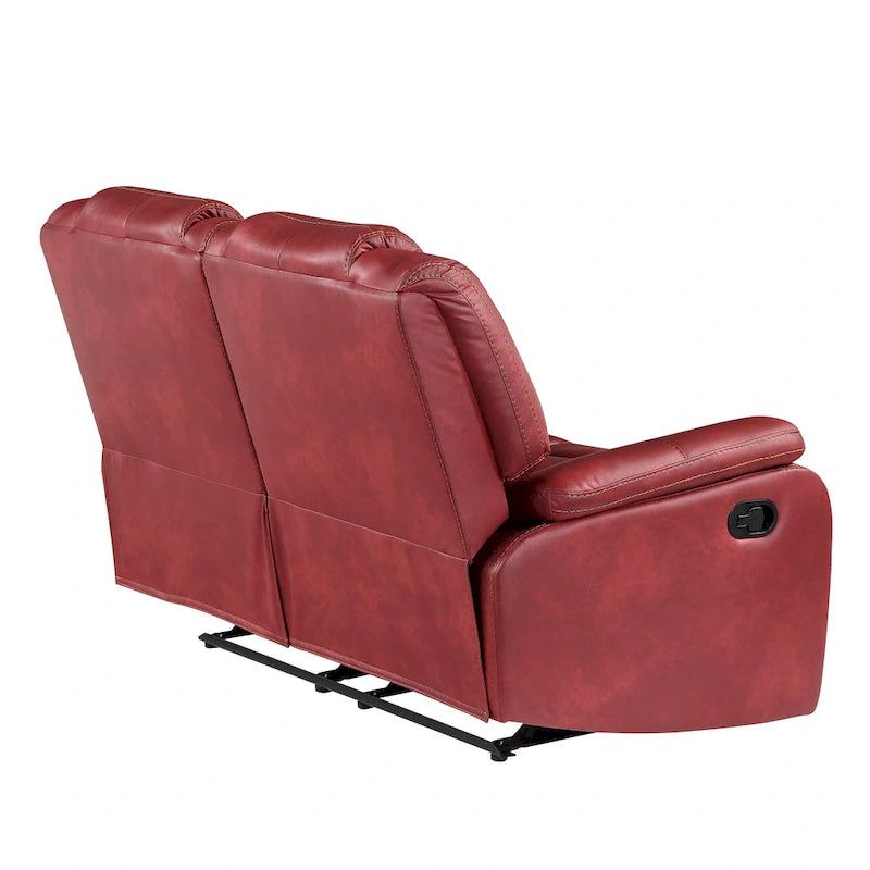 Set reclinabile in similpelle marrone castagno / antracite / rosso, 3 pezzi (per 5-6 persone)