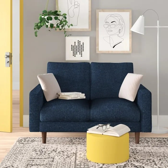 Divanetto in velluto con braccioli quadrati – 2 posti – Marrone / Blu scuro / Beige / Grigio / Borgogna