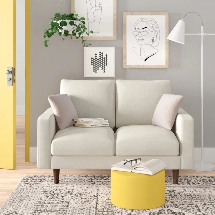 Divanetto in velluto con braccioli quadrati – 2 posti – Marrone / Blu scuro / Beige / Grigio / Borgogna