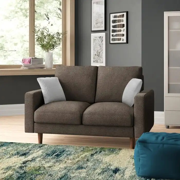 Divanetto in velluto con braccioli quadrati – 2 posti – Marrone / Blu scuro / Beige / Grigio / Borgogna