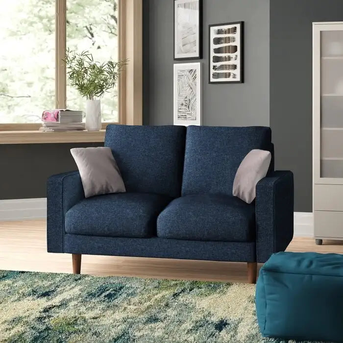 Divanetto in velluto con braccioli quadrati – 2 posti – Marrone / Blu scuro / Beige / Grigio / Borgogna
