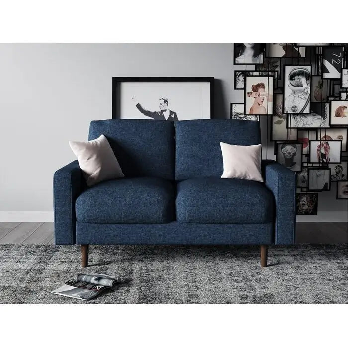 Divanetto in velluto con braccioli quadrati – 2 posti – Marrone / Blu scuro / Beige / Grigio / Borgogna