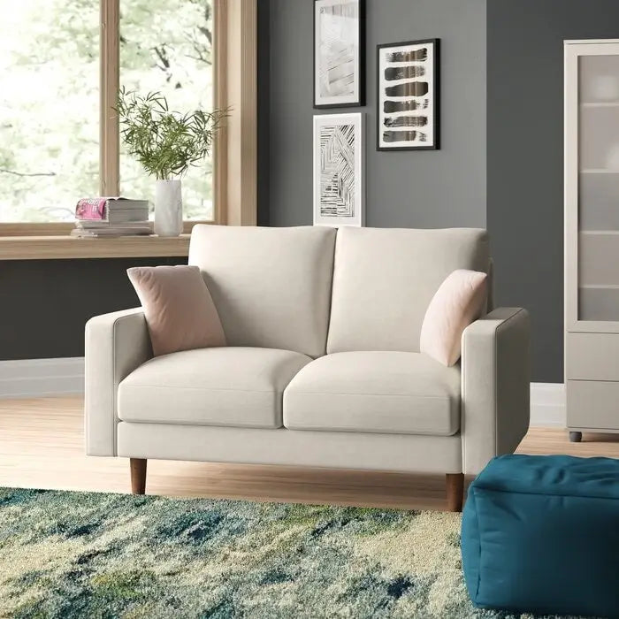 Divanetto in velluto con braccioli quadrati – 2 posti – Marrone / Blu scuro / Beige / Grigio / Borgogna