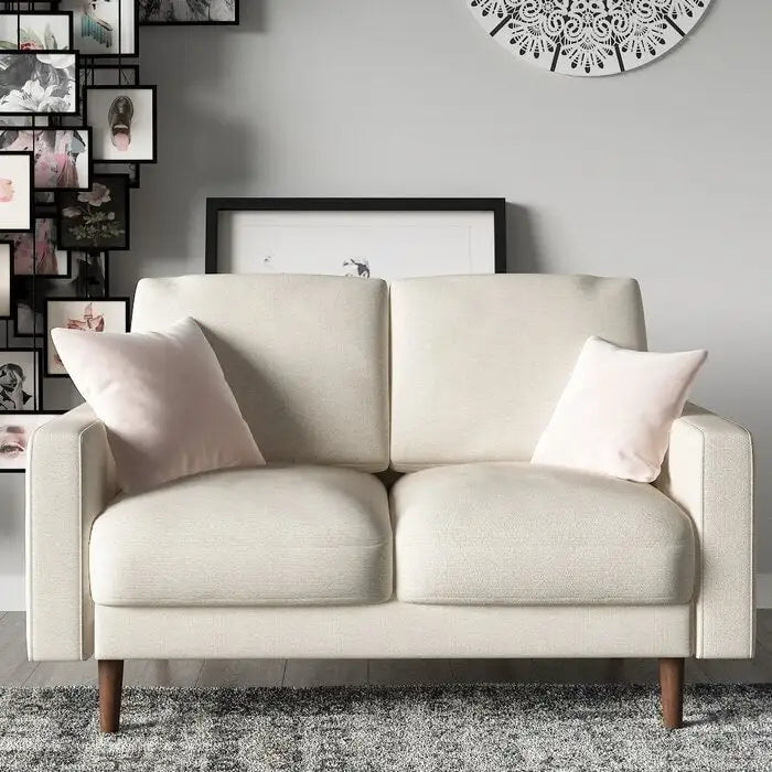 Divanetto in velluto con braccioli quadrati – 2 posti – Marrone / Blu scuro / Beige / Grigio / Borgogna