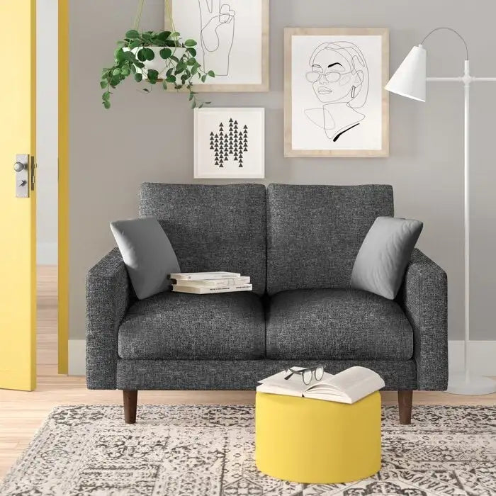 Divanetto in velluto con braccioli quadrati – 2 posti – Marrone / Blu scuro / Beige / Grigio / Borgogna