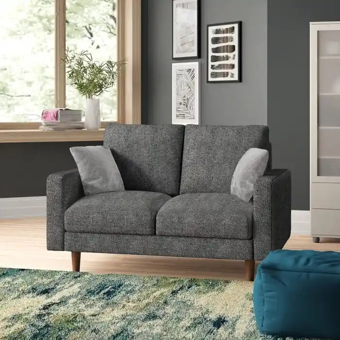 Divanetto in velluto con braccioli quadrati – 2 posti – Marrone / Blu scuro / Beige / Grigio / Borgogna