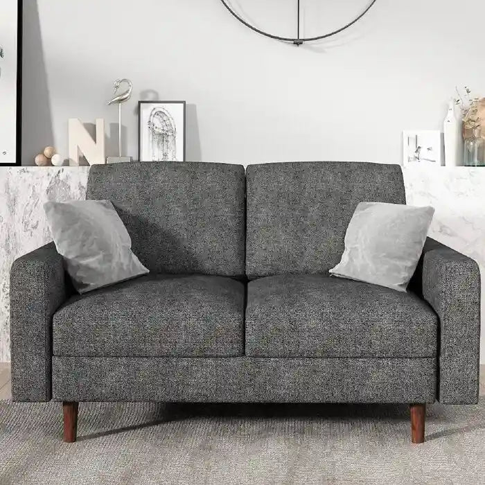 Divanetto in velluto con braccioli quadrati – 2 posti – Marrone / Blu scuro / Beige / Grigio / Borgogna