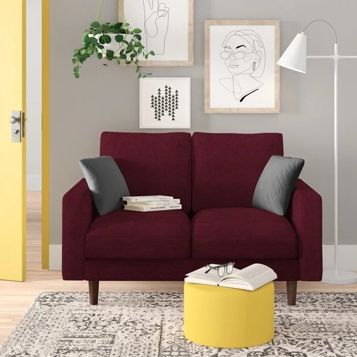 Divanetto in velluto con braccioli quadrati – 2 posti – Marrone / Blu scuro / Beige / Grigio / Borgogna